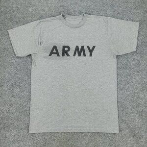 Army Shirt Men's Large Gray Military Logo Graphic Crew Neck Short Sleeve Adult
